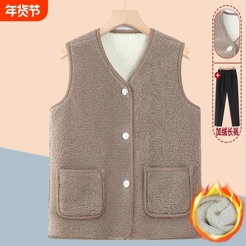 妈妈冬装洋气羊羔绒马甲外套女秋冬款加绒加厚中老年保暖背心外穿,女装/女士精品,中老年女装,淘宝优惠券,粉丝福利购,淘宝优惠卷