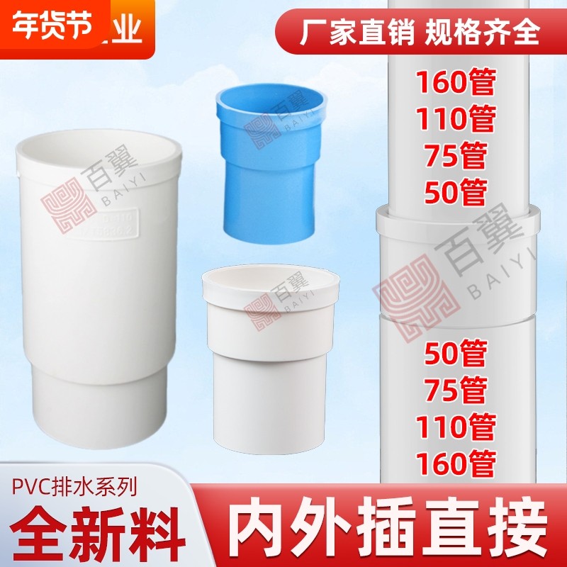 PVC内外插直接下水管配件断层缩口内插延长接头5075110160伸缩节,基础建材,UPVC管,淘宝优惠券,粉丝福利购,淘宝优惠卷