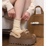 复古增高厚底加绒勃肯鞋女2025新款冬季两穿加厚保暖毛毛棉拖鞋子