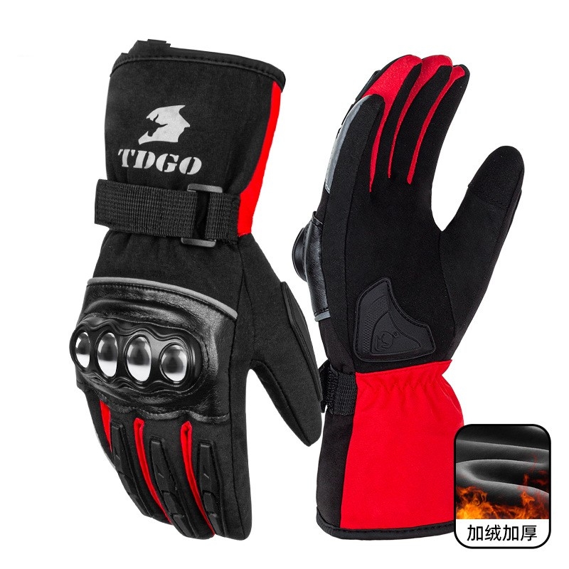 秋冬摩托车手套电加热保暖骑行防摔真皮骑车厚款防水机车骑士装备