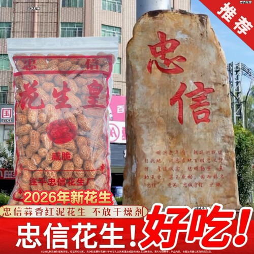 河源忠信水煮花生 日晒咸脆红泥花生皇晒干带壳咸香软糯口感