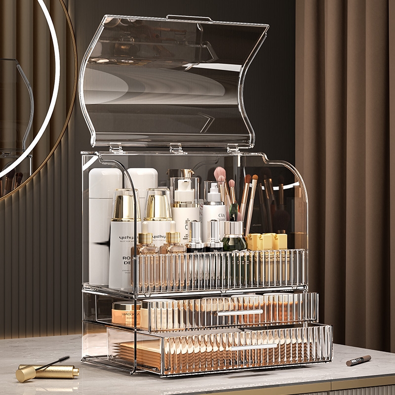 化妆品收纳盒桌面抽屉式高级感防尘大容量梳妆台护肤品面膜置物架