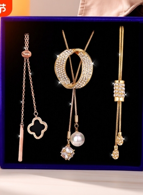 秋冬轻奢高档毛衣链女士新款潮流时尚百搭项链生日礼物送老婆妈妈