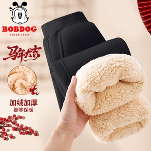 巴布豆马年儿童男童加绒裤子加厚羊羔绒卫裤秋冬2026新款中大童装