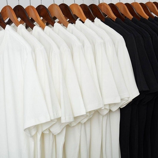 320g重磅纯棉短袖t恤男女款夏季宽松百搭高级感美式小领口上衣潮