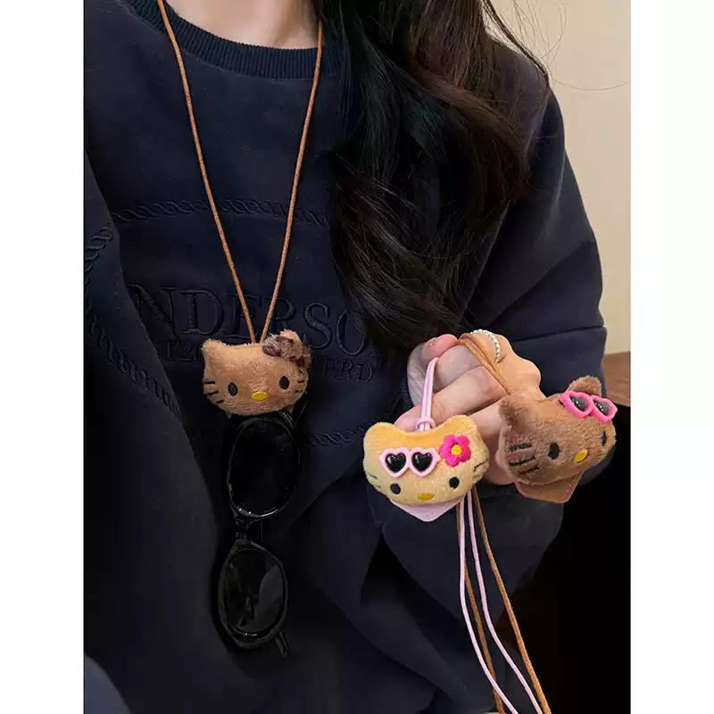 可爱猫咪挂脖眼镜夹挂链女款便携墨镜挂绳项链装饰毛衣链百搭配饰