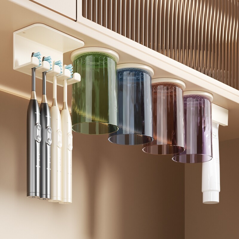 牙刷置物架免打孔漱口杯刷牙杯收纳壁挂式电动架子镜柜牙膏磁吸