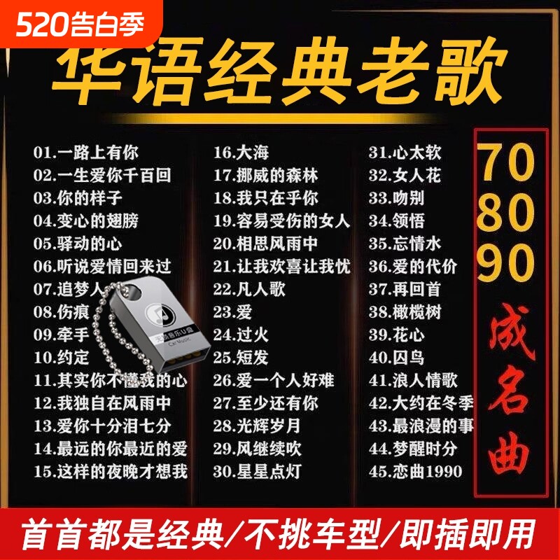 经典老歌汽车载u盘无损音乐怀旧歌曲粤语优盘高音质2025新款正版