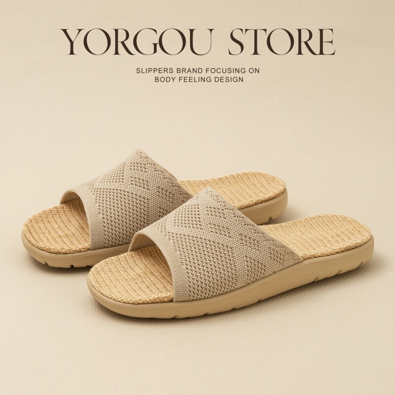 远港新款布艺亚麻凉拖鞋夏季女室内防滑不臭脚居家吸汗透气四季男