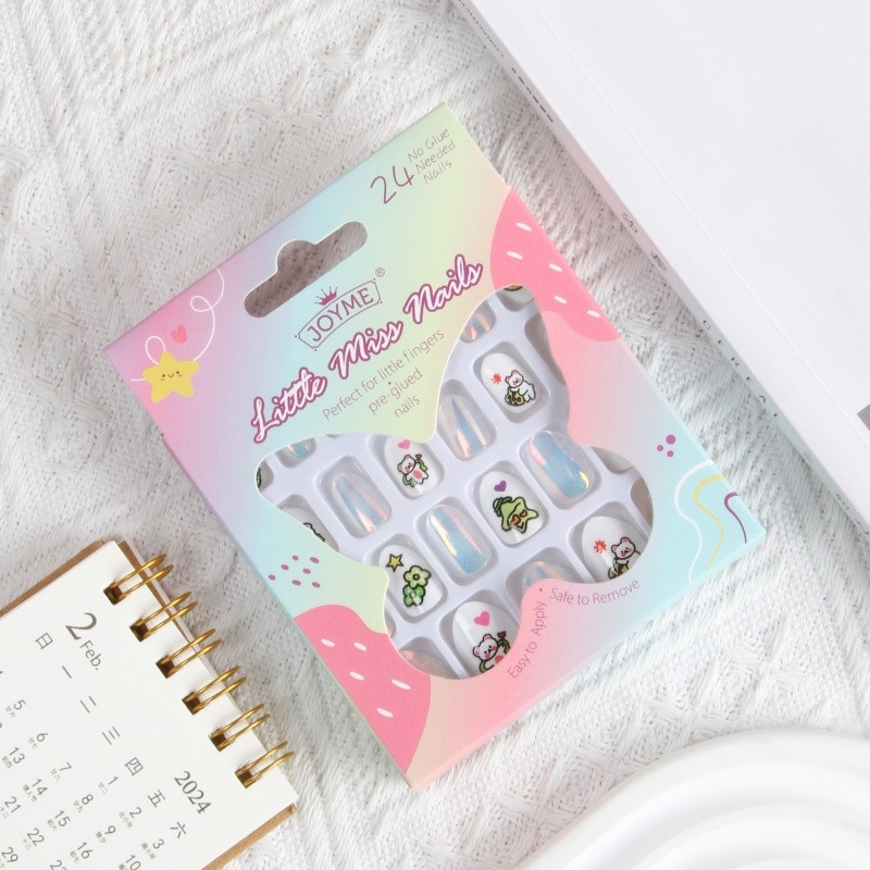 月亮小熊磷光电镀儿童穿戴甲安全环保欧美现货