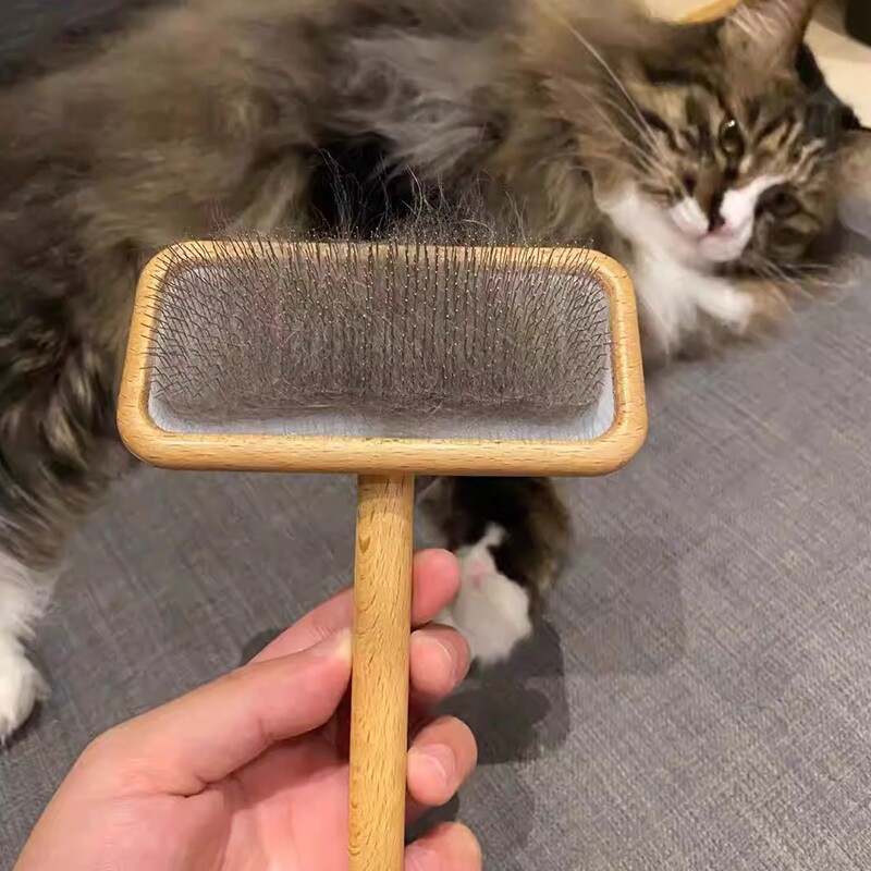 宠物梳子狗狗猫咪专用针梳木质手柄梳子去底毛拉毛蓬松开结刷浮毛