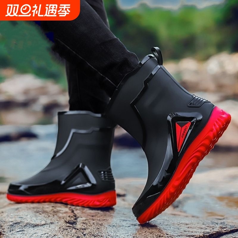 男士雨鞋中筒耐磨雨靴防滑水鞋户外水靴工作时尚防水胶鞋轻便平底