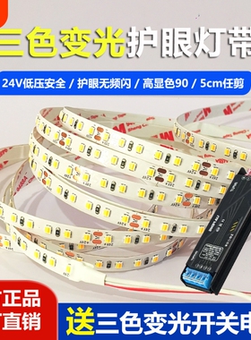 三色线形灯条LED灯带智能24V开关变光电源高亮自粘客厅卧室线型灯
