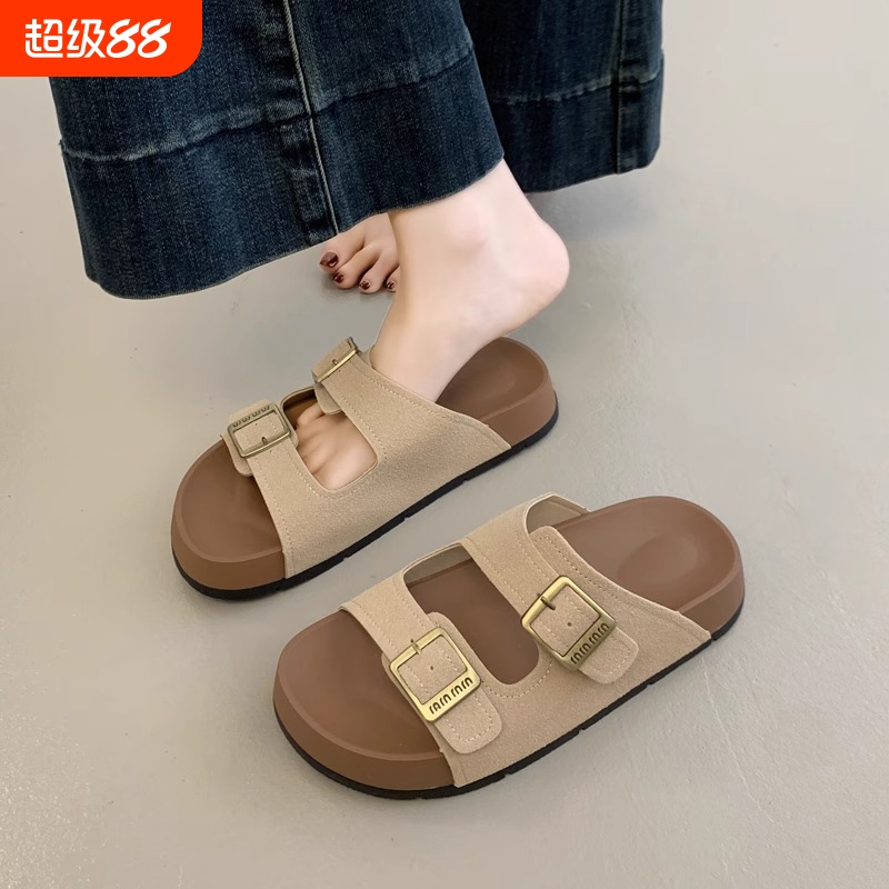 网红超火厚底一字拖鞋女夏外穿2025新款软平底孕妇休闲沙滩凉拖鞋