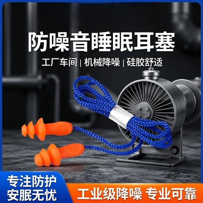 硅胶带绳耳塞防噪降噪睡眠好帮手图片