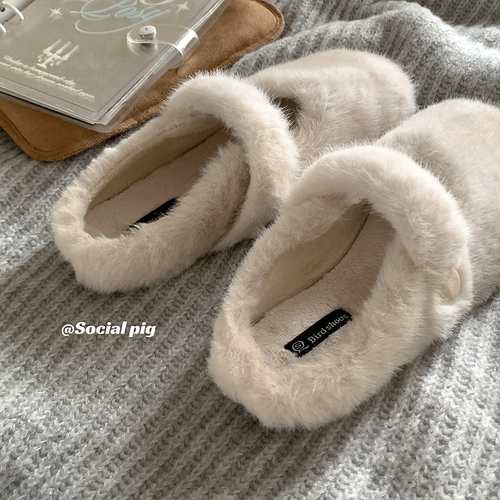 精致感~加绒毛毛鞋女 | 外穿秋冬季懒人鞋豆豆棉鞋玛丽珍单鞋