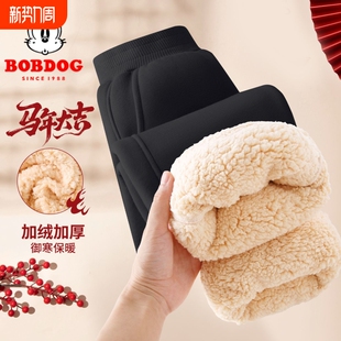 巴布豆马年儿童男童加绒裤子加厚羊羔绒卫裤秋冬2026新款中大童装