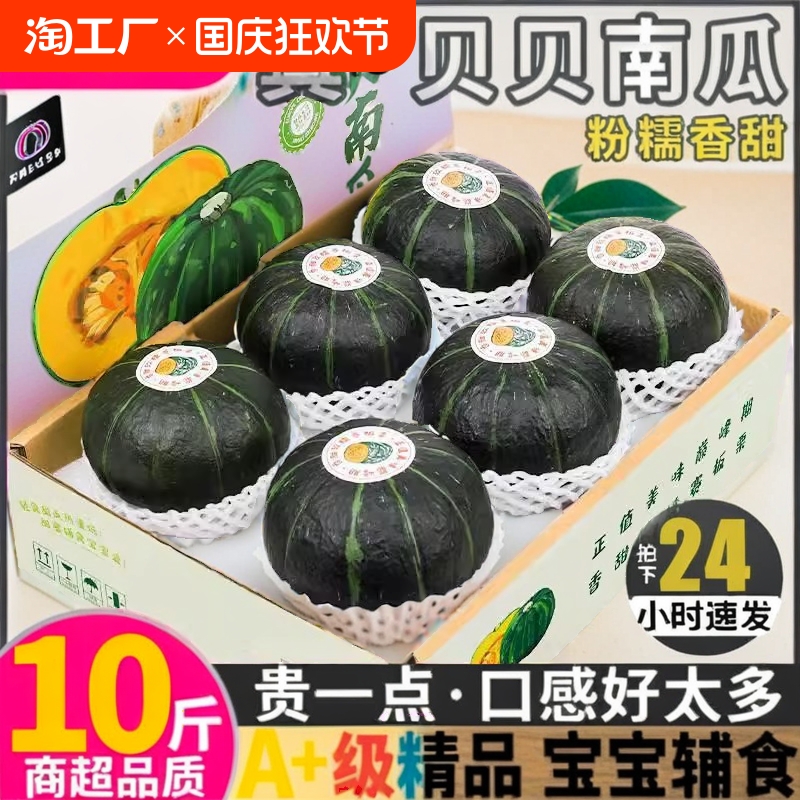 惠和一号贝贝南瓜3/5斤板栗味小南瓜新鲜新疆婴儿粉糯甜整箱包邮2