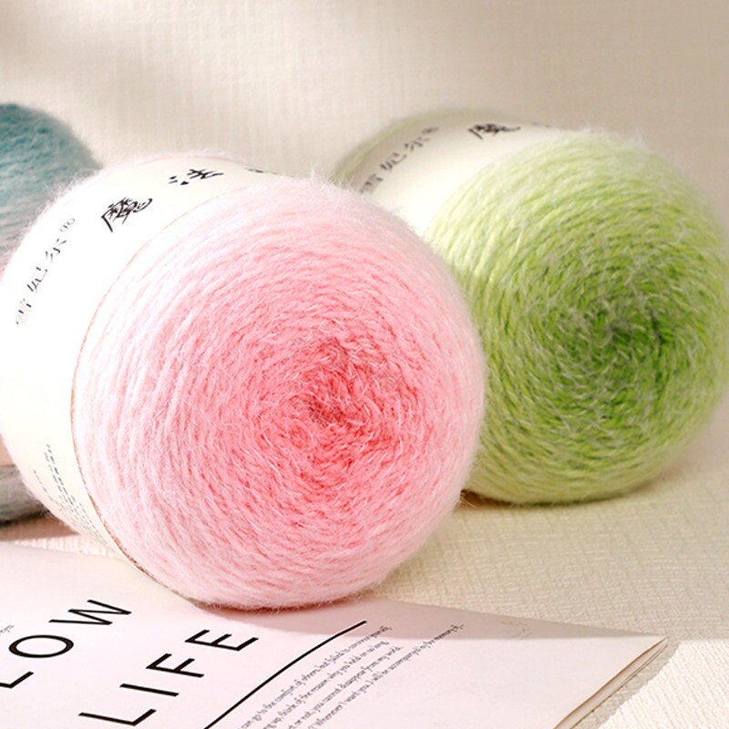 雪妃尔魔法球羽毛线蛋糕渐变线diy礼物玫瑰花束毯回形方格毯披肩