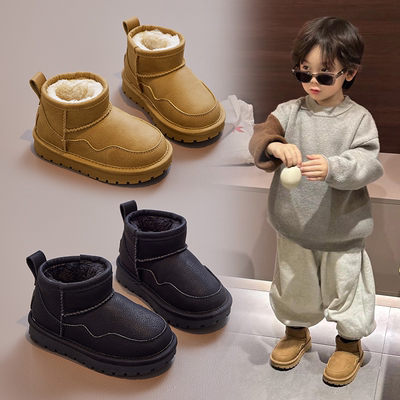 男童雪地靴防水防滑2025冬季新款儿童加绒加厚棉靴男孩东北大棉鞋