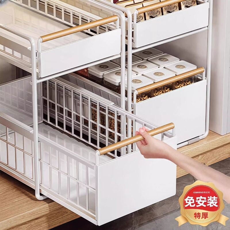 厨房下水槽置物架调料碗碟水池多功能收纳架橱柜拉篮分层架抽拉