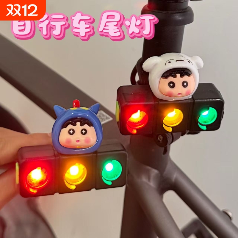 自行车尾灯夜骑警示灯爆闪可爱卡通香肠嘴山地车公路车夜行灯新款
