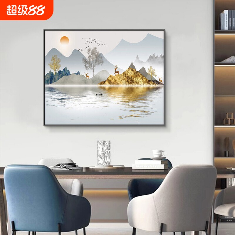 电表箱装饰画免打孔遮挡简约山水中式配电箱电闸电源总开关盒挂画图片