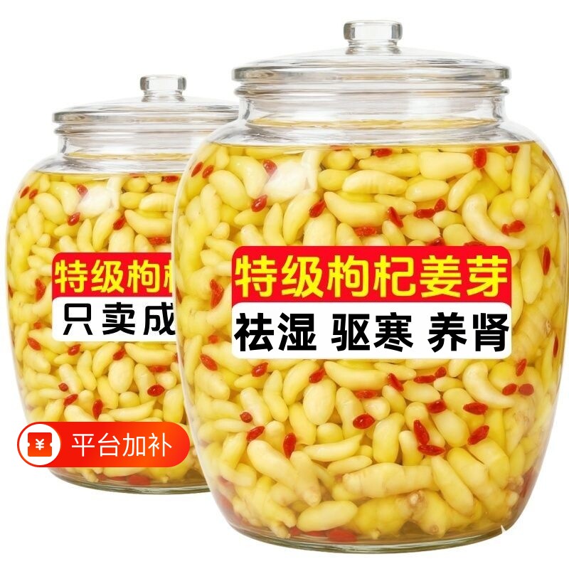 太淄博枸杞嫩姜芽泡姜芽泡菜新鲜酸甜醋泡生姜片腌制..瓶装食用