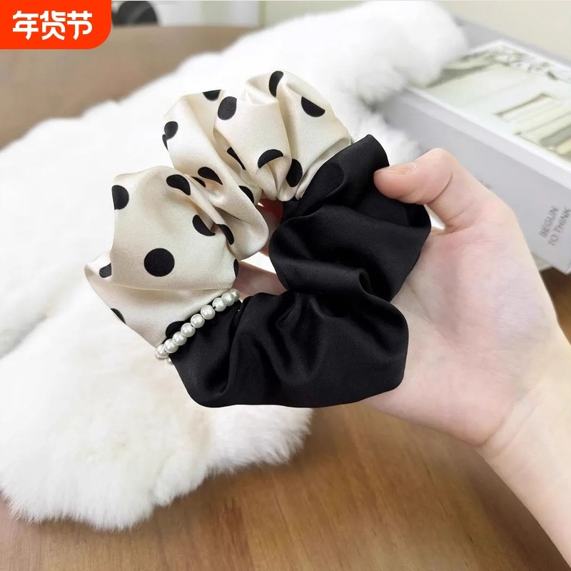 真丝超好看的大肠发圈超大女高级感洋气时尚2025新款韩爆款波点