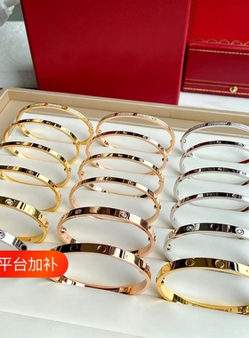 爆款时尚不掉色手镯女百搭个钉子手环网红轻奢手饰品潮玫瑰金黄金