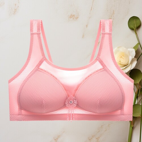夏季薄款透气内衣女大胸显小胸无钢圈聚拢收副乳防走光文胸全罩杯
