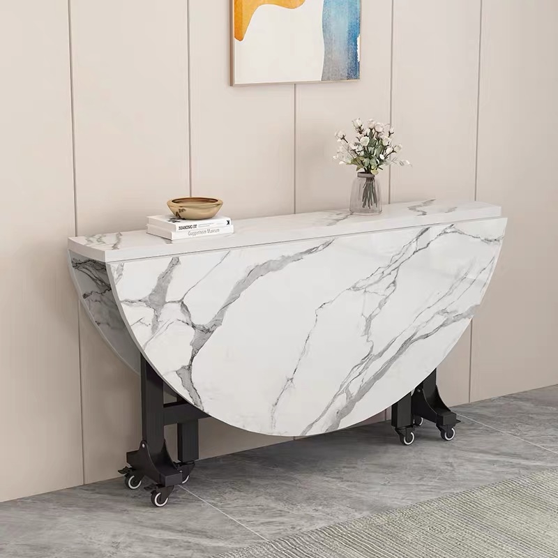 家用圆桌折叠餐桌可折叠移动饭桌简易折叠桌客厅小户型圆吃大圆桌