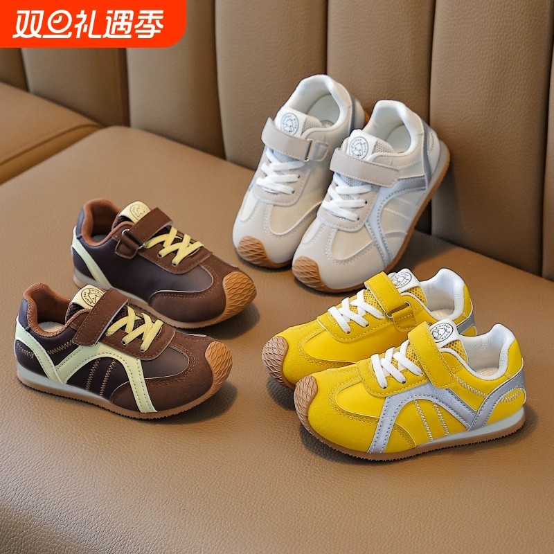 小黄鸭儿童阿甘鞋2025新款男童网面运动鞋女童跑步鞋学生德训鞋