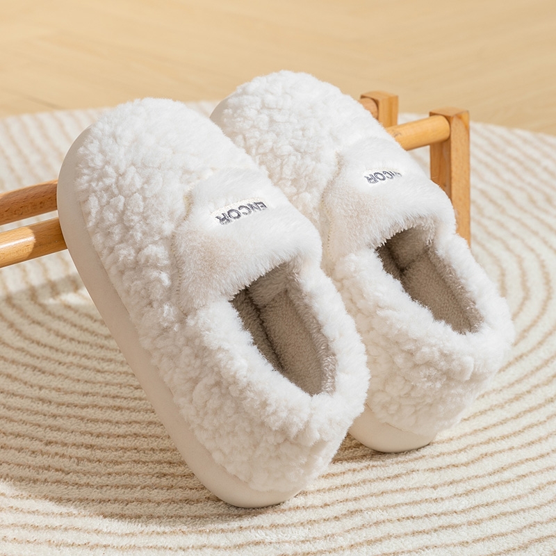 加厚绒面防滑保暖女拖鞋厚底