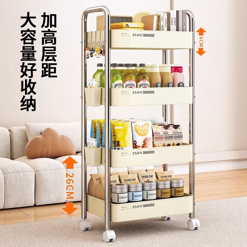 小推车零食置物架落地可移动多层带轮沙发边柜床头小桌子边几客厅