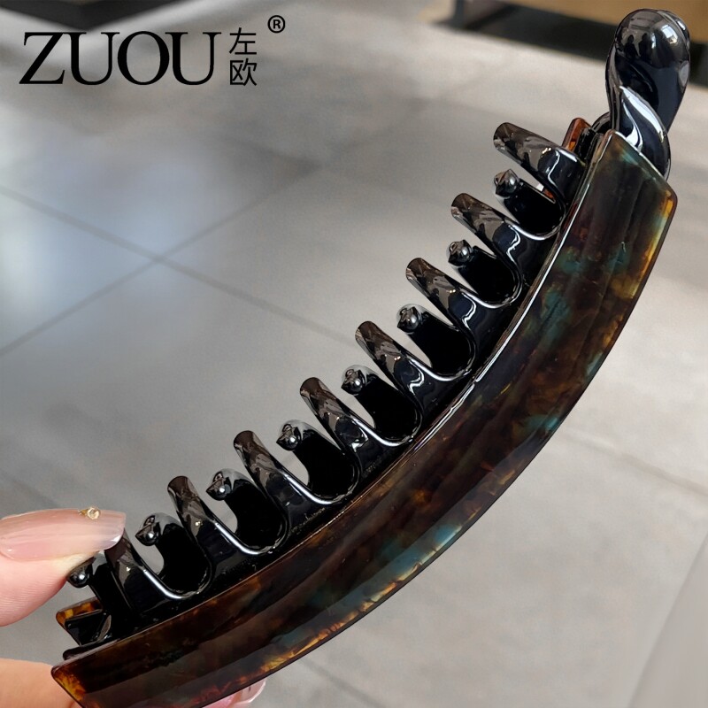 豹纹香蕉夹大号13cm超大加长款大齿韩系醋酸马尾夹大发量发夹头饰