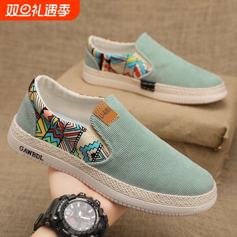 老北京布鞋男2025新款秋季透气帆布鞋防臭软底板鞋运动男士休闲鞋