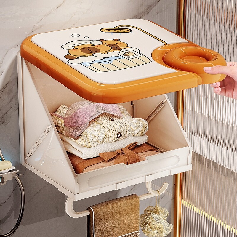 浴室壁画卫生间洗澡放衣服神器收纳箱防水置物架折叠盒脏衣篮衣物
