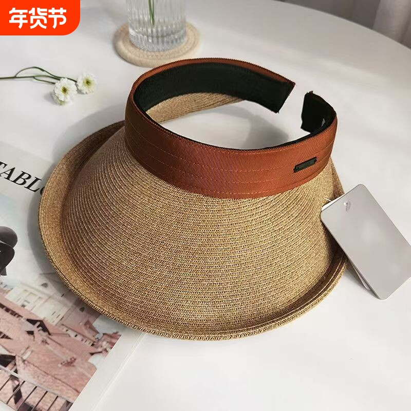 大檐防晒帽子女夏季日式百搭空顶遮阳帽uvcut紫外线草帽可折叠