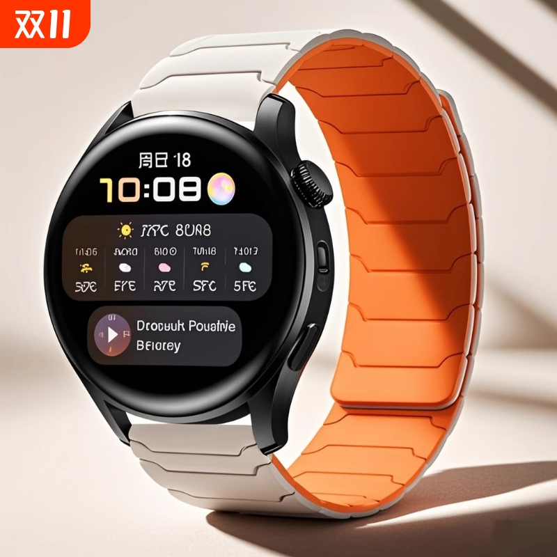 适用华为手表gt5表带新款watch5/4/3Pro硅胶磁吸华米buds智能配件荣耀gt6手表带gt6/5pro表链gt2铠甲腕带