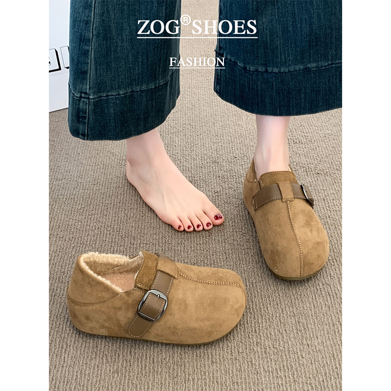 厚底增高复古加绒勃肯鞋女2025秋冬新款一脚蹬保暖穆勒鞋棉鞋毛绒