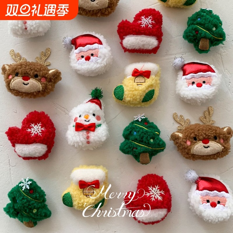 圣诞树圣诞节胸针可爱圣诞老人别针创意礼品毛绒徽章装饰玩偶新年