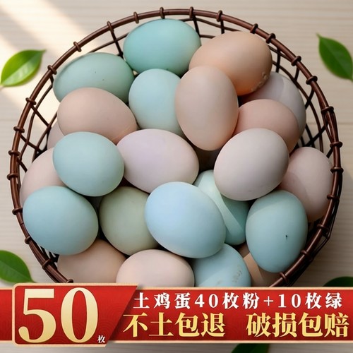 正宗土鸡蛋农家散养新鲜纯农村50枚草鸡蛋笨鸡蛋乌绿壳蛋谷物山林