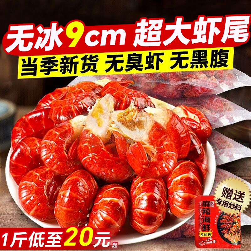 龙虾尾冷冻鲜活小龙虾无冰衣龙虾尾特级大号虾球鲜冻批发生鲜整箱