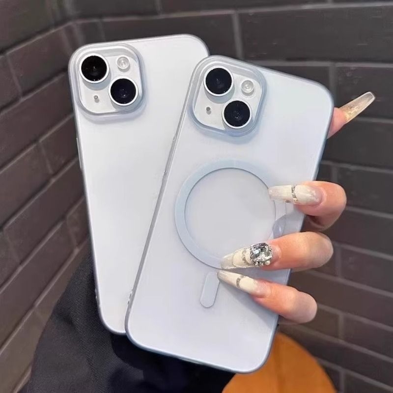 冰雾磨砂浅蓝适用于苹果17手机壳新款iPhone15plus超薄磨砂14promax透明16无线磁吸13简约12pro高级防摔男女