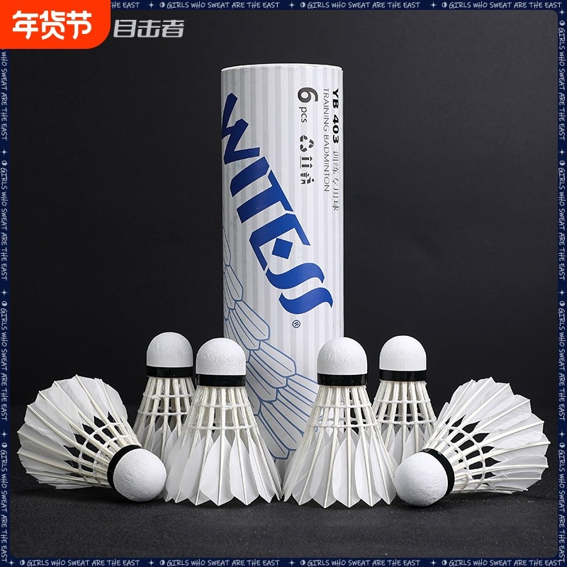 WITESS目击者羽毛球6只装耐打王不易打烂白毛室外比赛套装训练