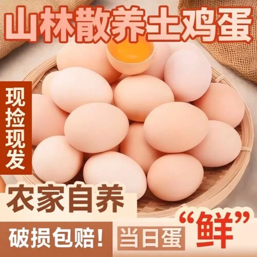 【35-45g/个】新鲜鸡蛋农家山林散养鸡蛋虫草谷物笨30枚