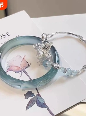 2025爆款中式蓝冰狐狸手镯蝴蝶手链手串女小众清冷感气质古风手饰