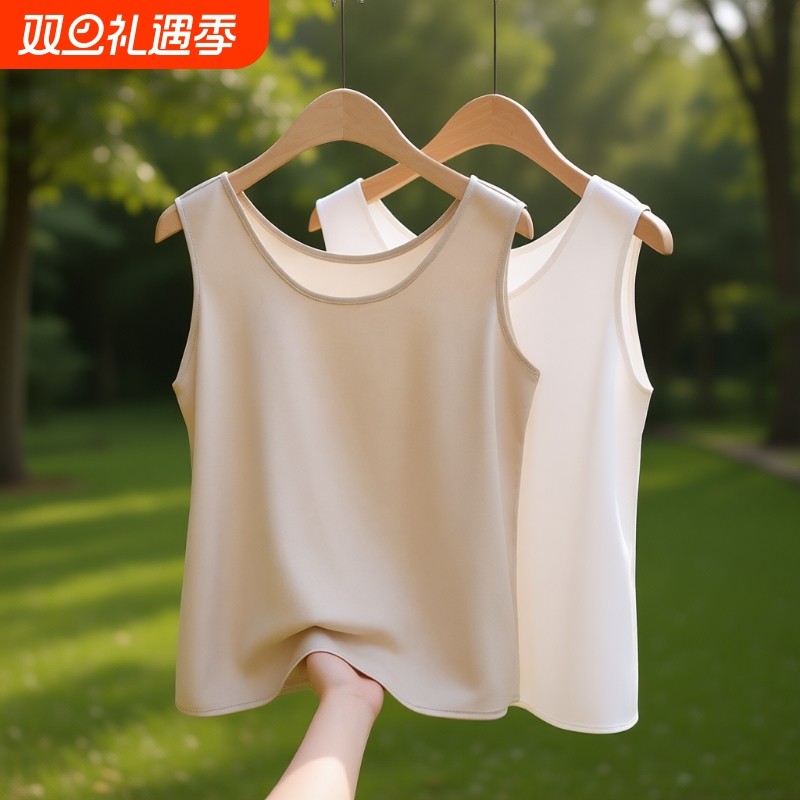 配西装背心吊带女内搭打底仿真丝圆领仿桑蚕丝缎面宽松2025夏大码