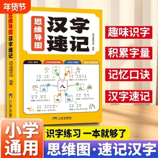 思维导图汉字速记 2026新版小学必考汉字3000字思维导图速记汉字快速提高识字量练习册语文生字预习识字书生字开花